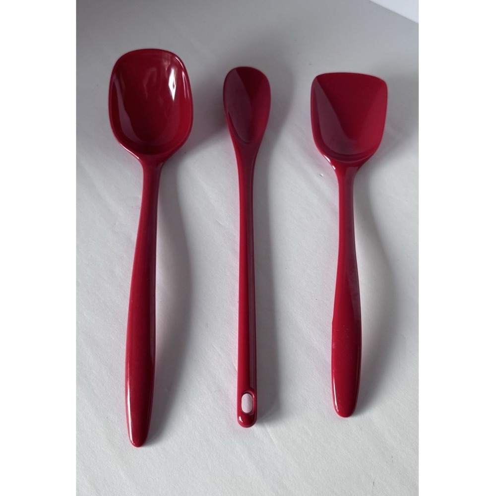 Hutzler Melamine Cooking Utensil Set Red Spoon & Spatula 3-Pc